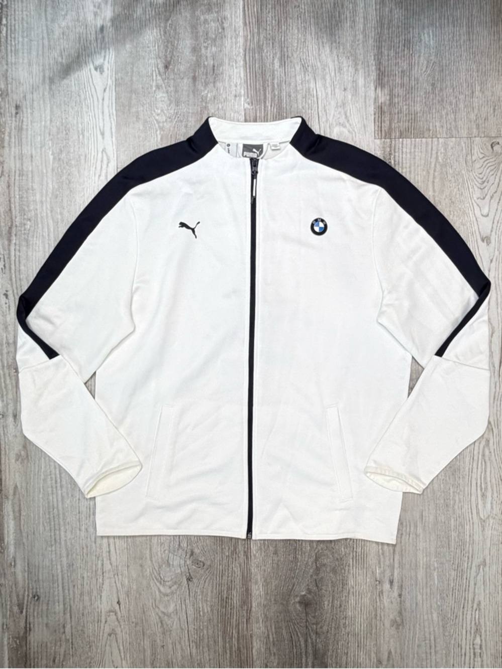 Puma BMW M Motorsport T7 Track Jacket White Mens size L Auto Racing